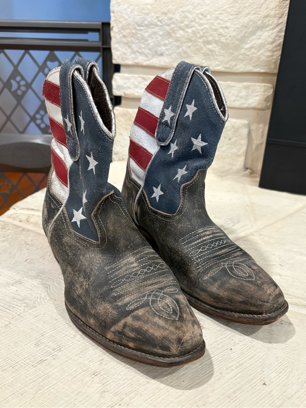 Roper Women's Western Ankle Boots in Blue/Red/White
